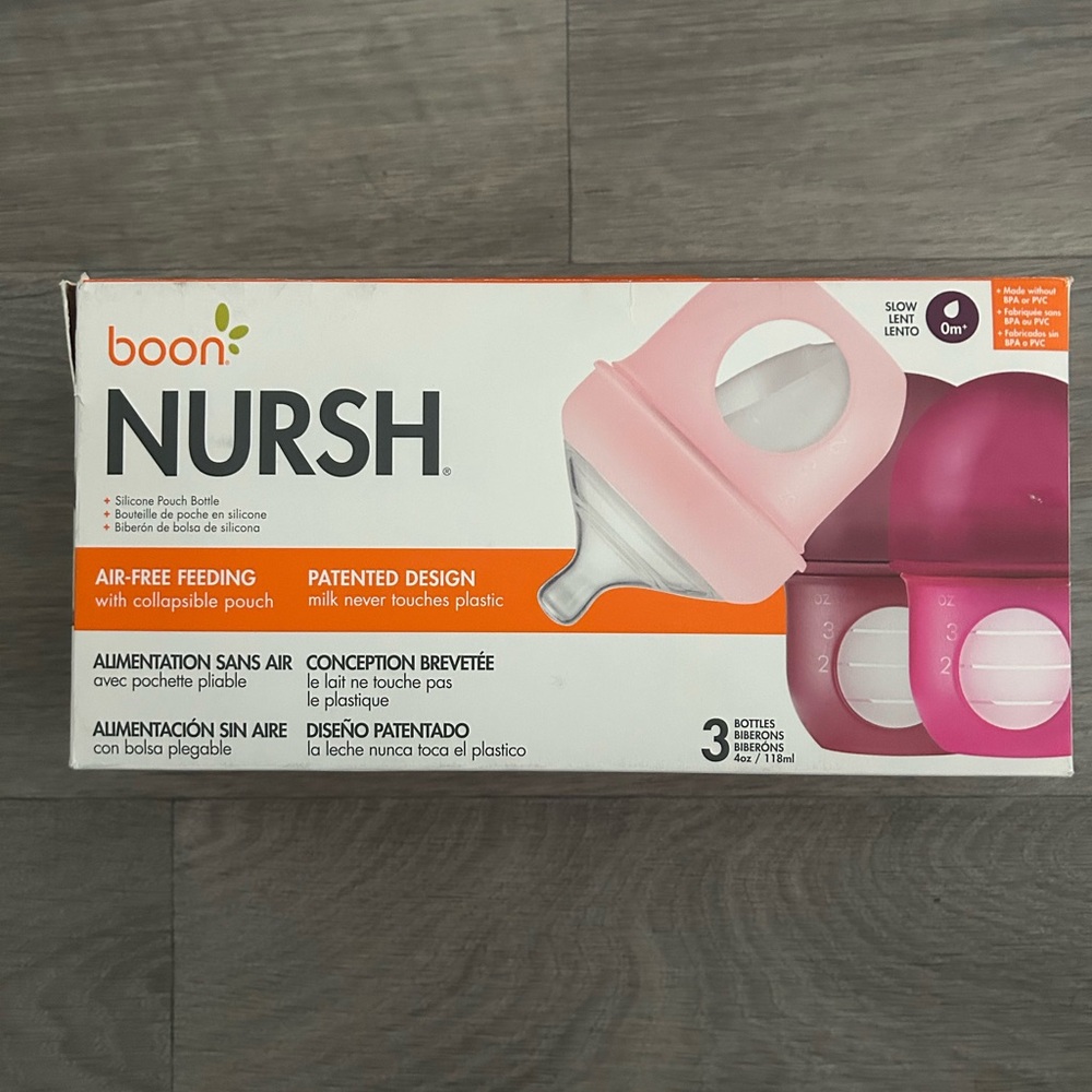 Boon Nursh Silicone Baby Bottle Set in Pink